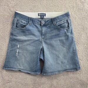 Democracy Women's Size 16W "Ab"solution Jean Shorts Stretch Distressed Zip-Fly